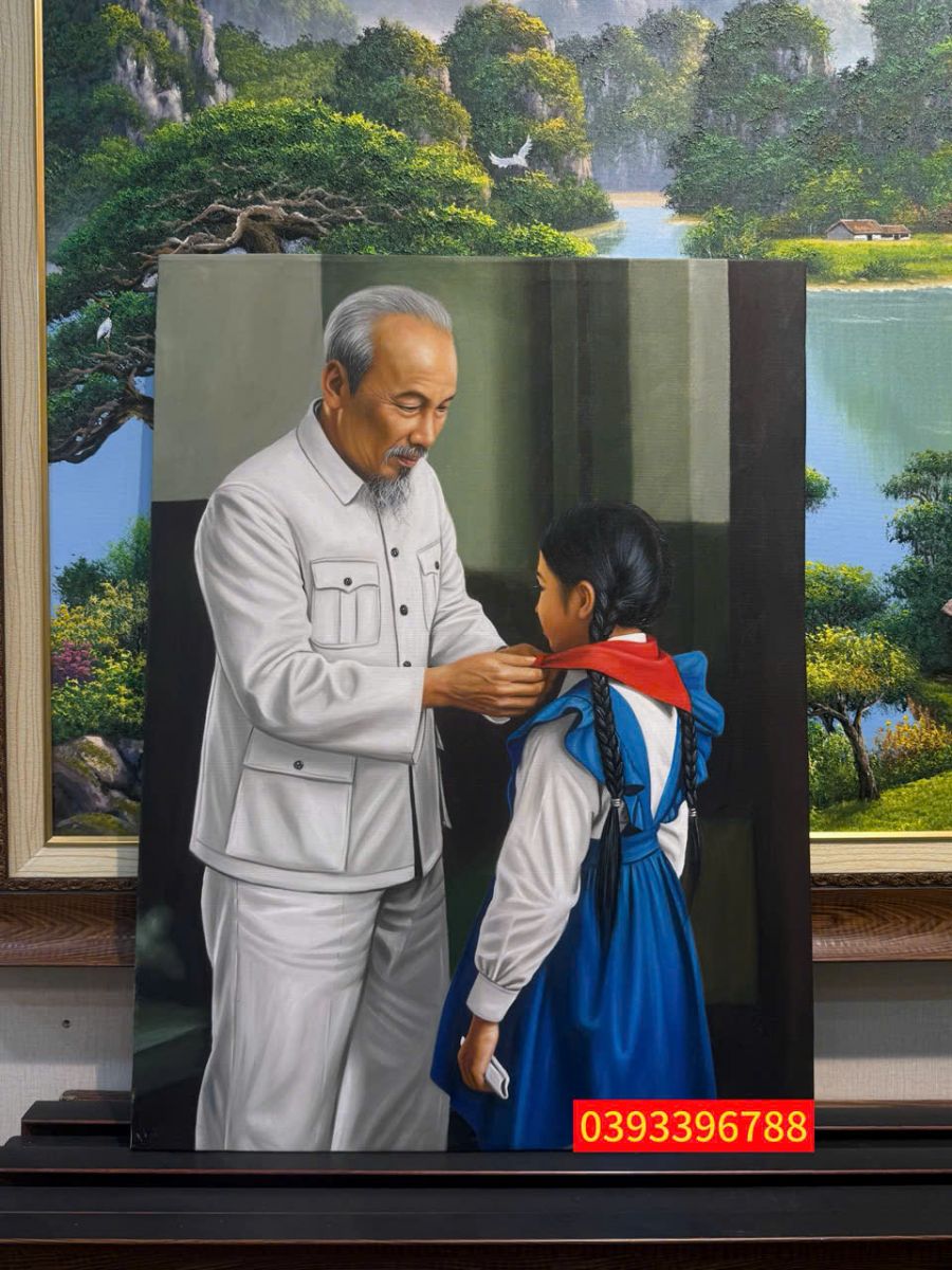 Tranh Sơn Dầu Bác Hồ Với Các Cháu Thiếu Nhi
