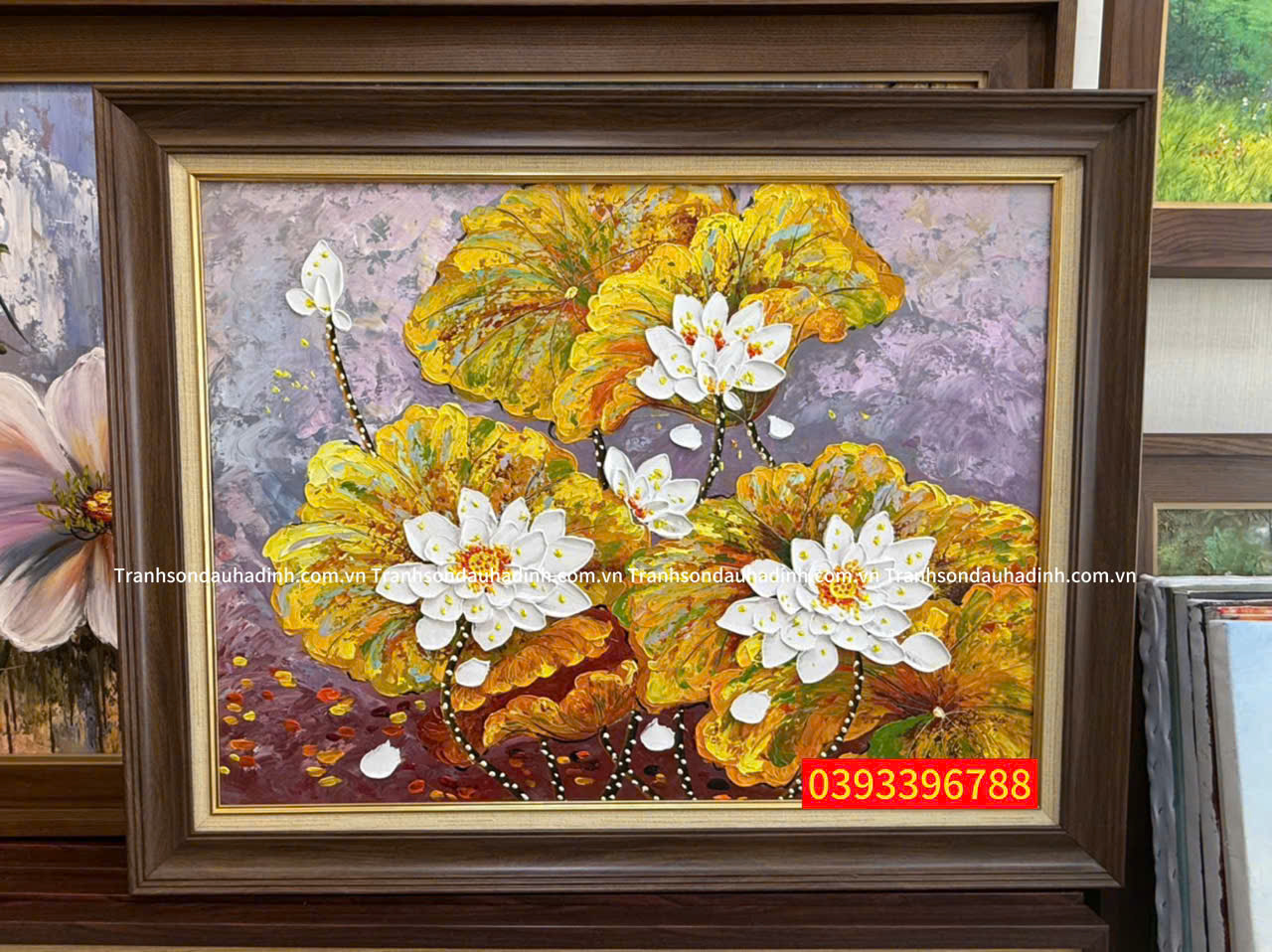 Bức tranh hoa sen đẹp, ý nghĩa treo tranh hoa sen hợp phong thuỷ tranh hoa sen