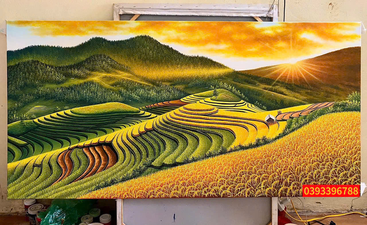 Tranh ruộng bậc thang đẹp