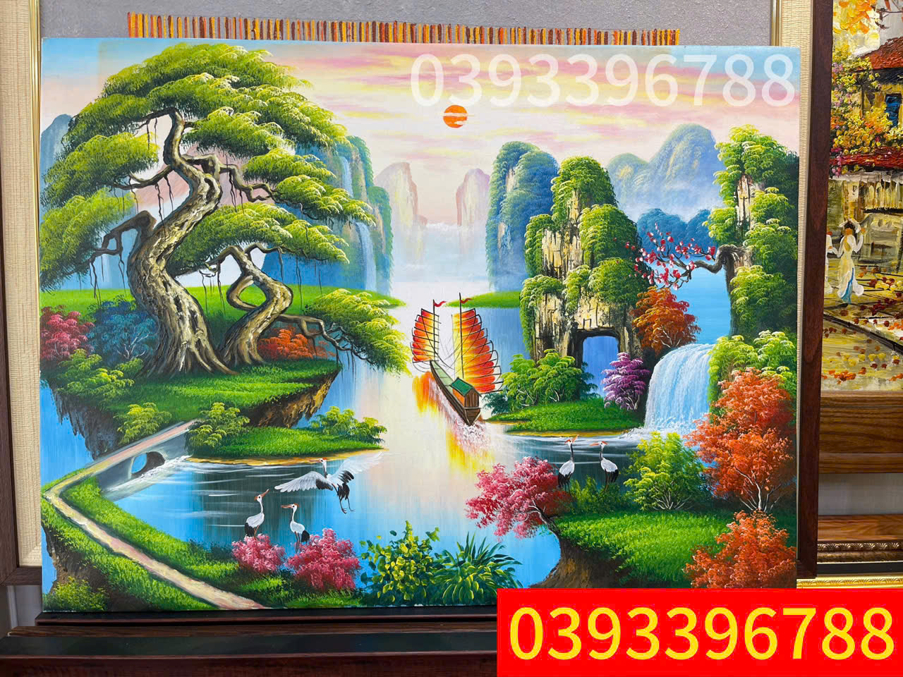 Bức tranh sơn thuỷ hữu tình đẹp tranh phong cảnh đẹp