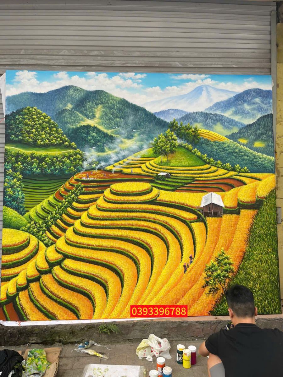 Tranh ruộng bậc thang đẹp