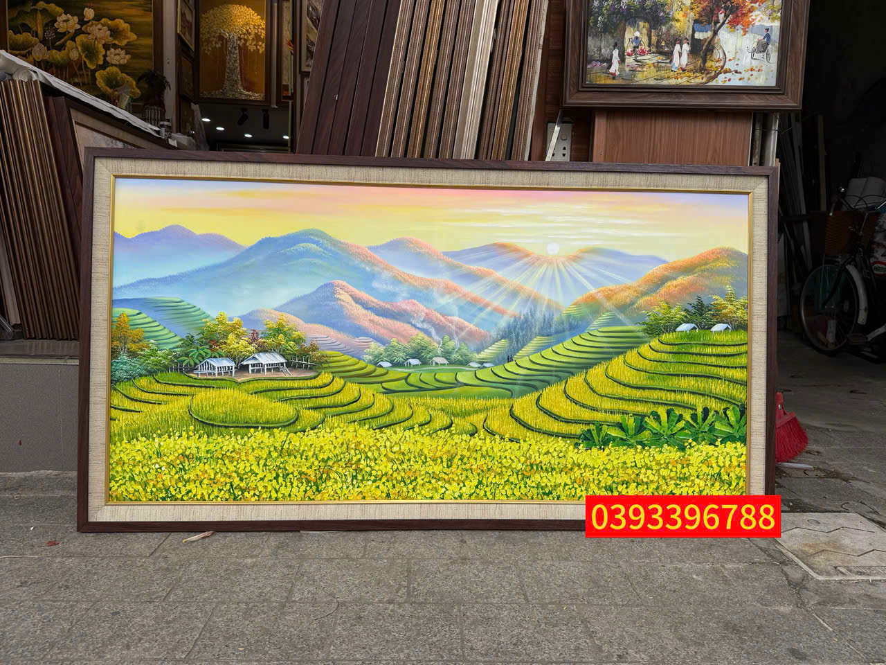 tranh sơn dầu phong cảnh ruộng bậc thang Tây Bắc Việt Nam