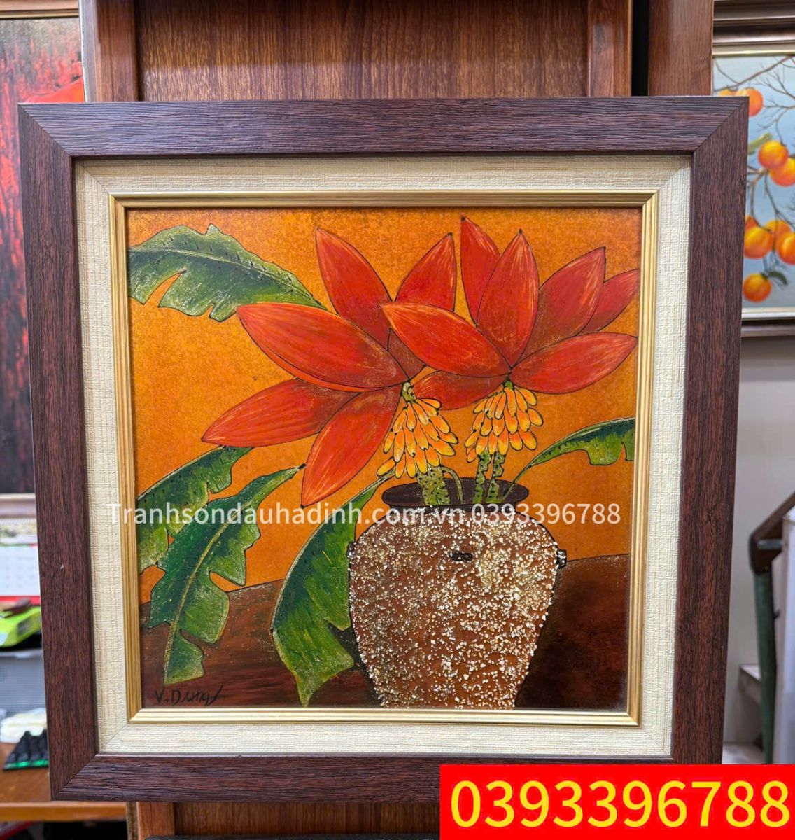 tranh sơn mài hoa chuối